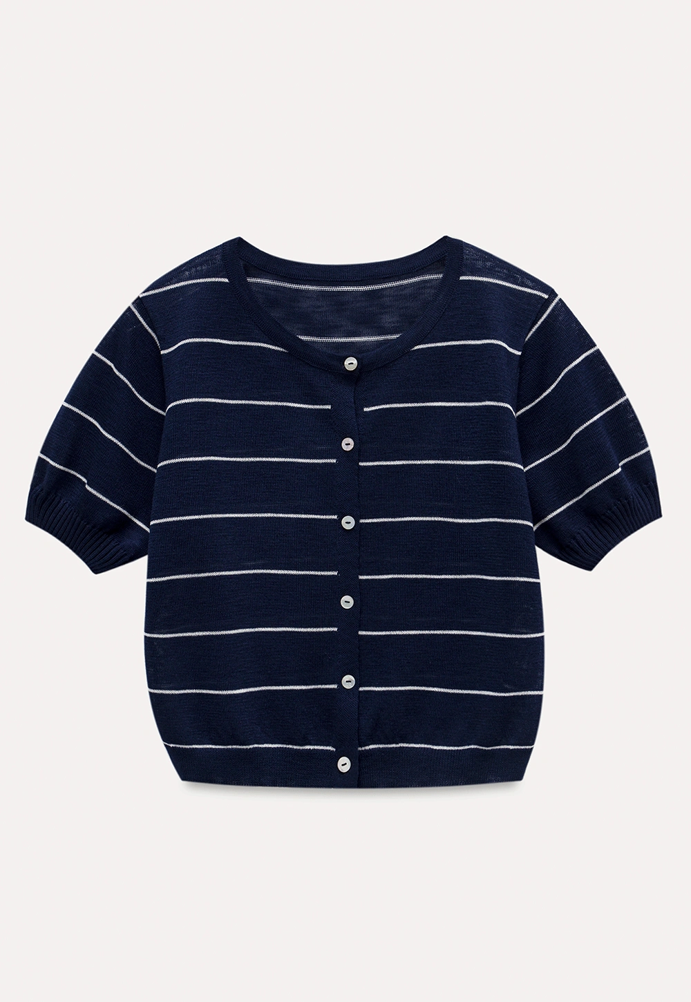 Women’s Striped Button-Down Short-Sleeve Cardigan