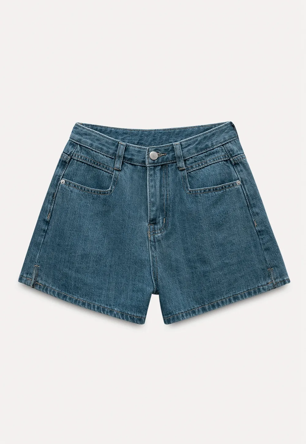 Women's Split Hem Denim Shorts with Pocket Design