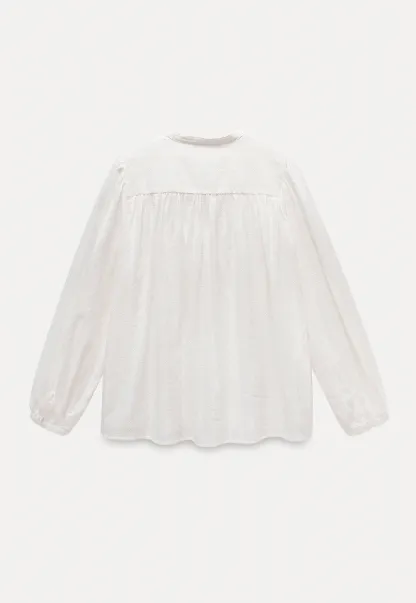 Women's Boho Tassel Tie Hollow Out Long Sleeve Shirt & Pleated Skirt Set