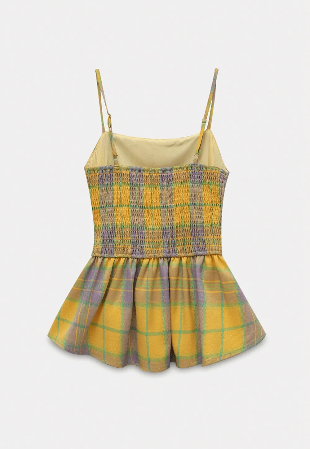 Women's Contrast Plaid Waist-Cinching Cami Top