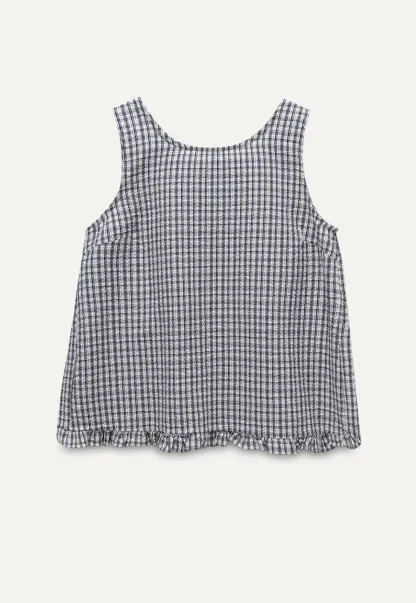 Vintage Gingham Sleeveless Blouse