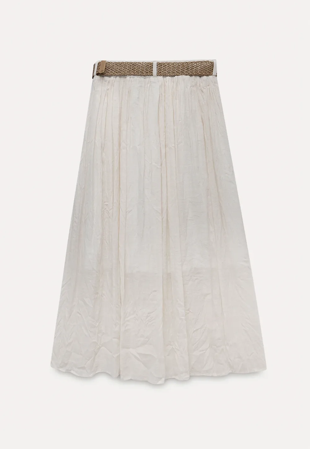 Pleated Midi Skirt with Belt