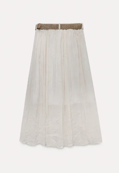 Pleated Midi Skirt with Belt