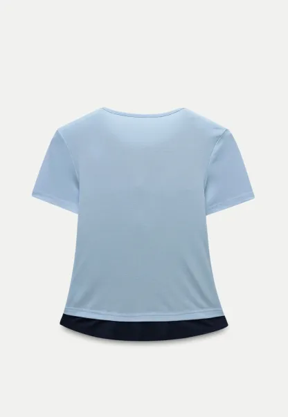 Women’s Contrast Hem Short Sleeve Henley T-Shirt