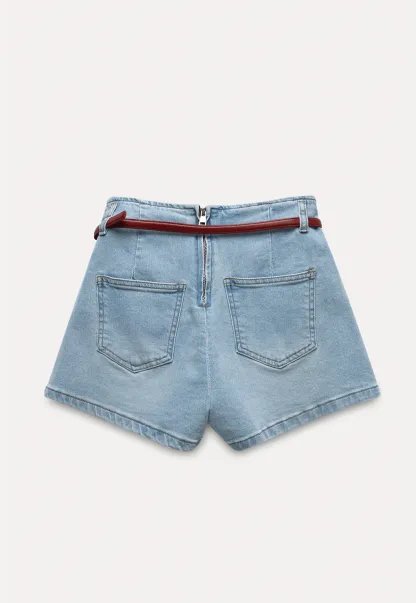 Denim Skort with Belt