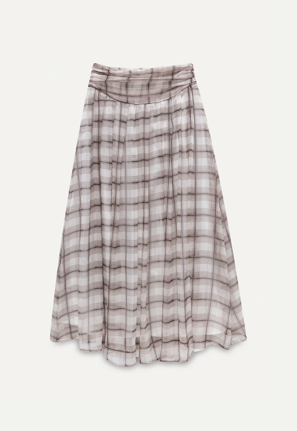 Women’s High Waist Plaid Chiffon Midi Skirt