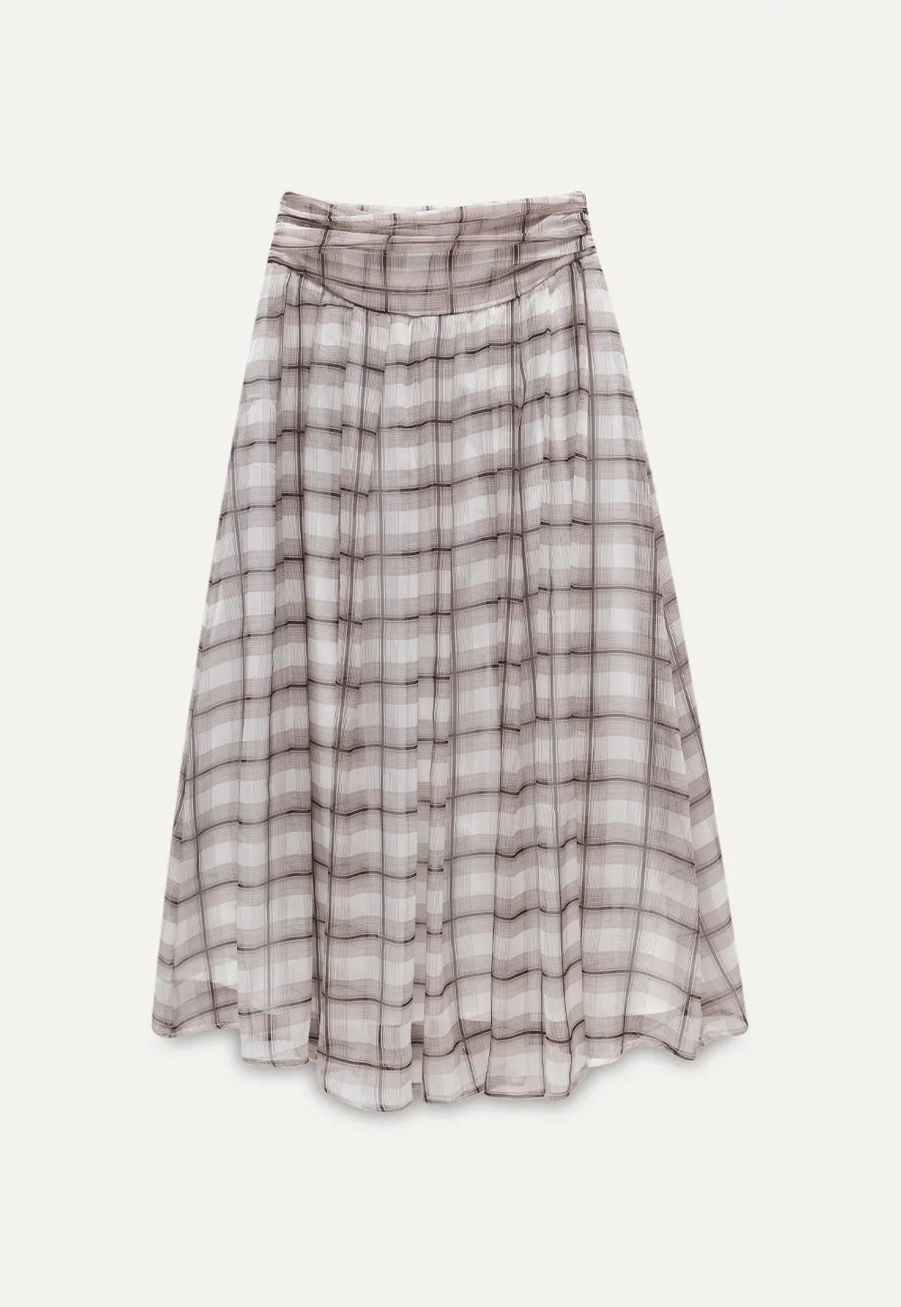 Women’s High Waist Plaid Chiffon Midi Skirt