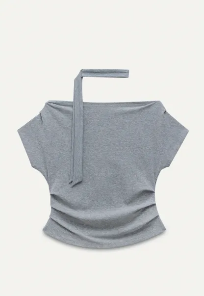 Off Shoulder Ruched T-Shirt