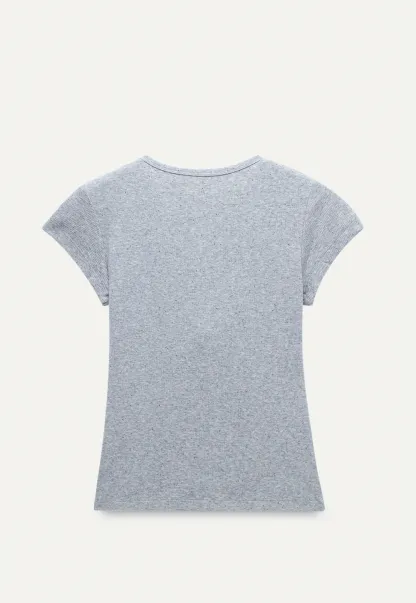 Basic Rib Knit Henley Tee for Women