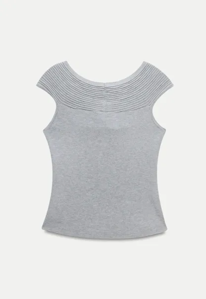 Twist Front Ribbed Knit Sleeveless Top