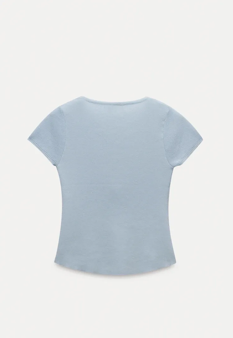 Button Front Knit Polo Top