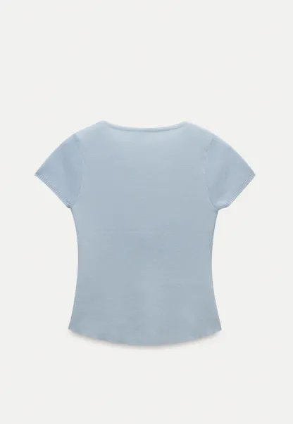 Button Front Knit Polo Top
