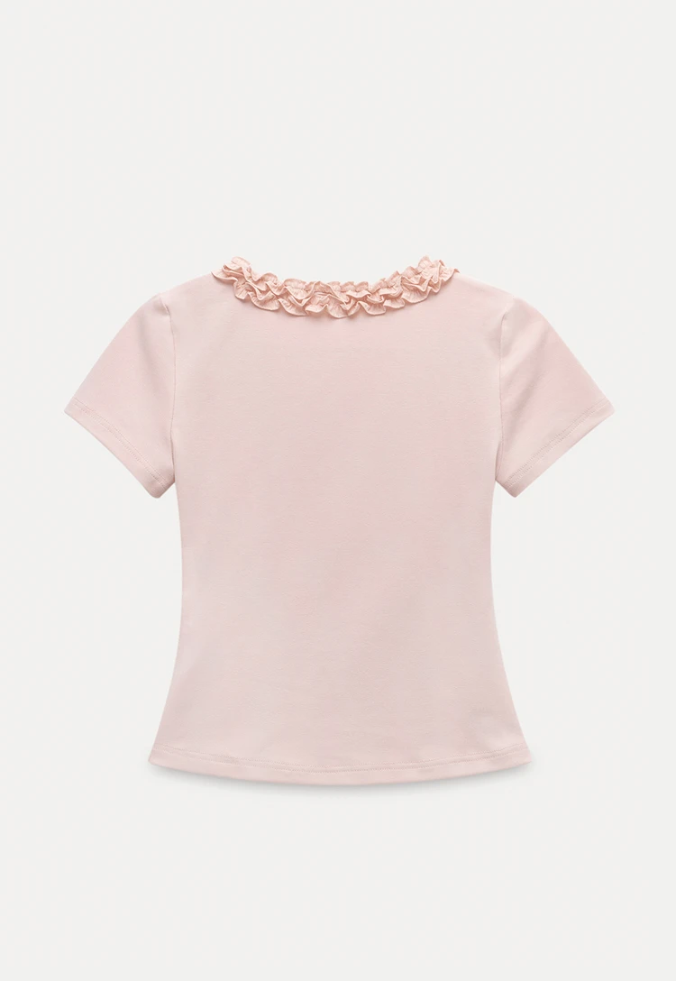 Ruched Trim Wrap Style T-Shirt