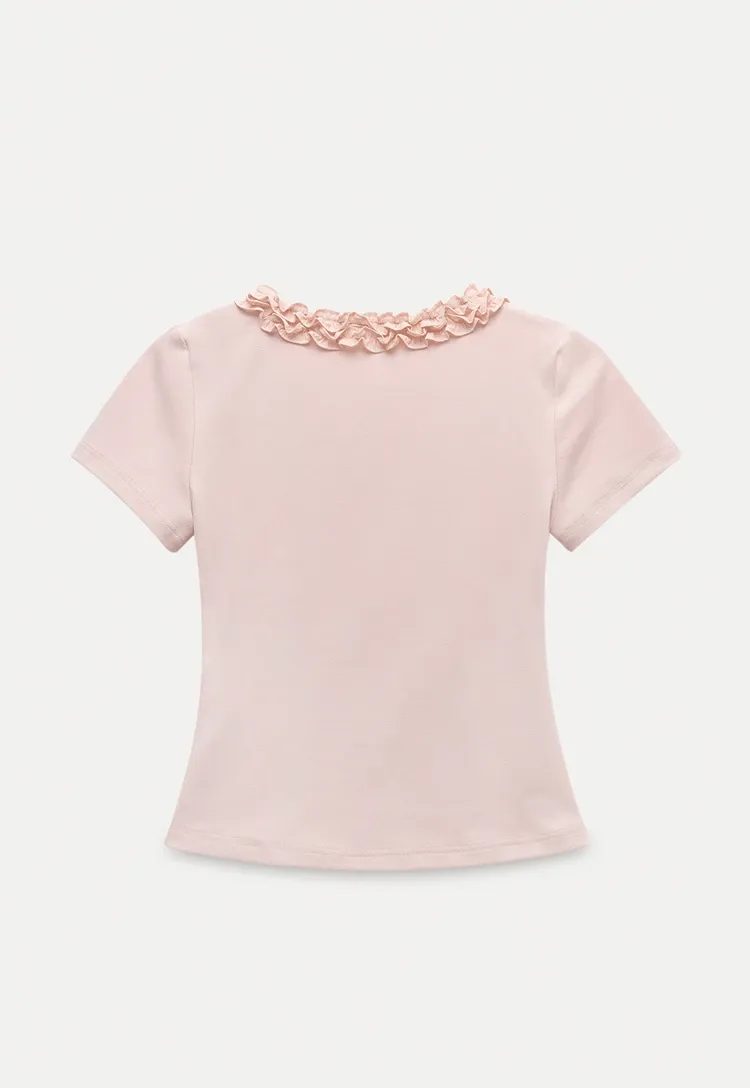 Ruched Trim Wrap Style T-Shirt