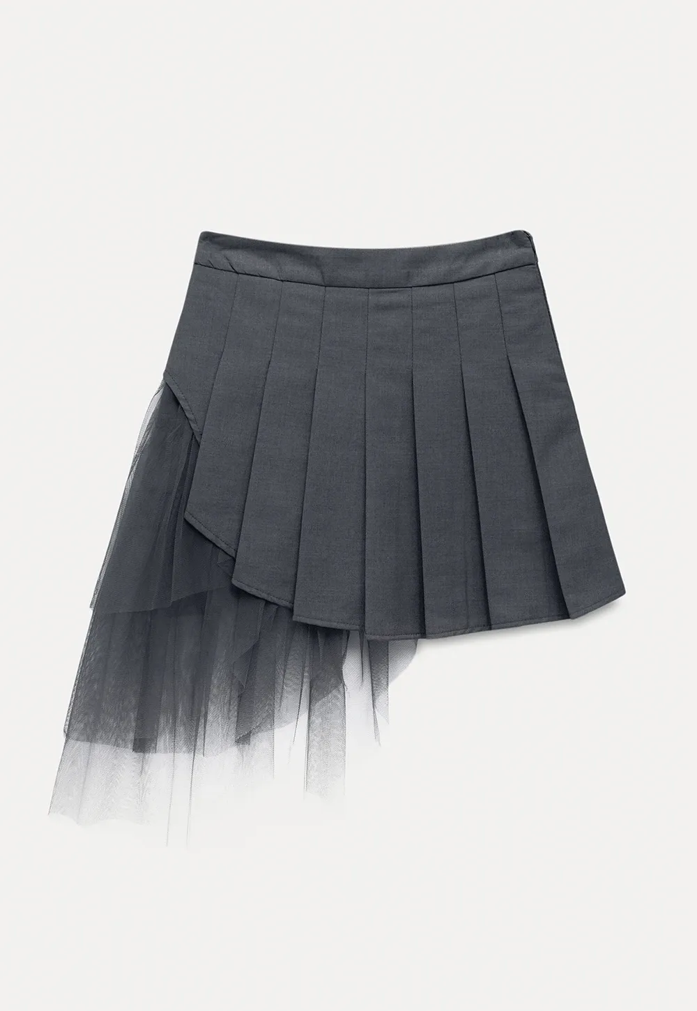 Women’s Asymmetric Tulle-Layer Pleated Mini Skirt