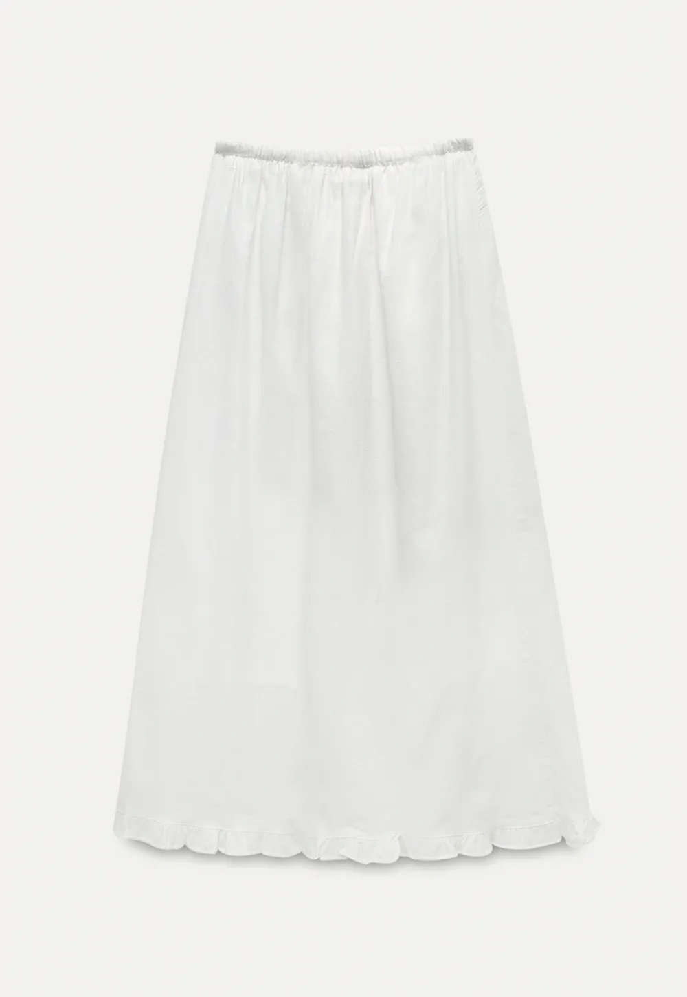 High Waist Ruffle Hem Cotton Maxi Skirt