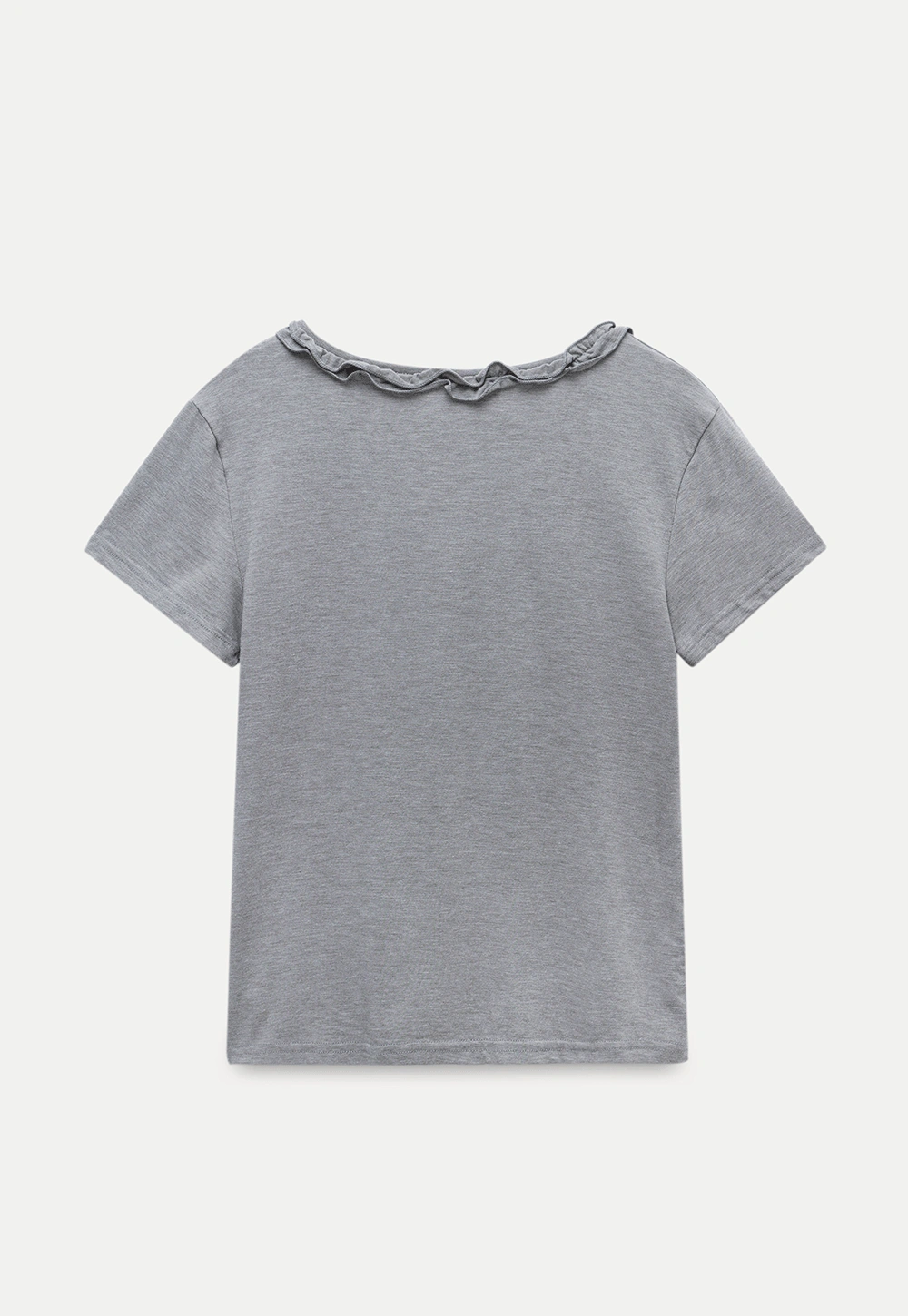 Ruffle Trim V-Neck T-Shirt