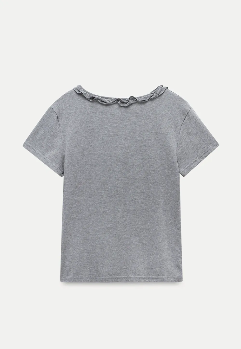 Ruffle Trim V-Neck T-Shirt