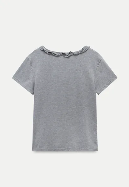 Ruffle Trim V-Neck T-Shirt