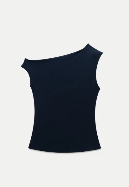 Women’s Drape Neck Sleeveless Top with Flower Accent