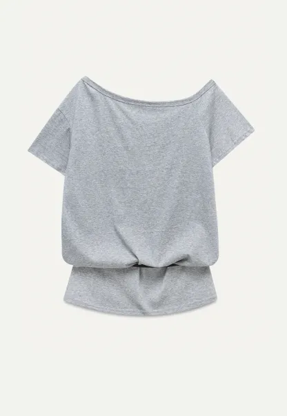 Off Shoulder Tee with Belt and Sequins