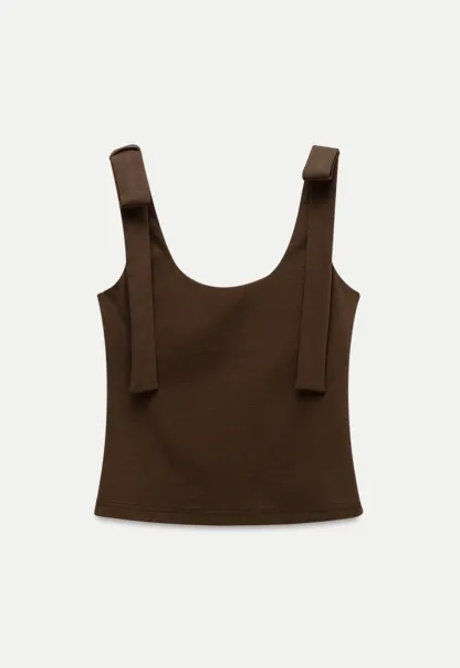 Women’s Square Neck Tie-Strap Knit Tank