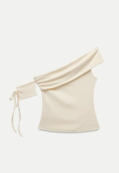 Women’s One-Shoulder Ruched Crop Top
