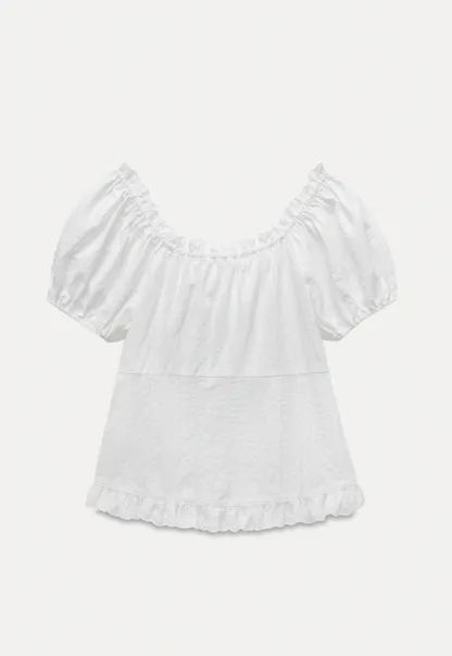 Women’s Lace Trim Tie-Front Peplum Blouse