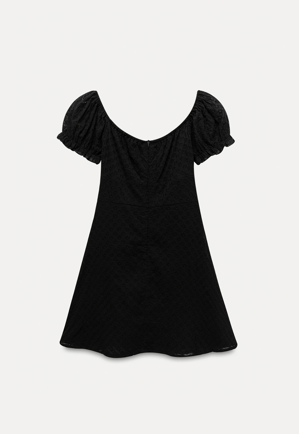 Women’s Puff Sleeve Tie-Front Eyelet Mini Dress