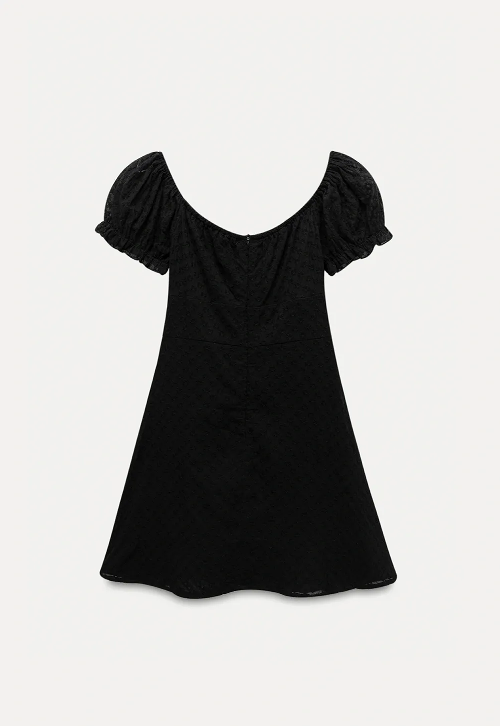 Women’s Puff Sleeve Tie-Front Eyelet Mini Dress