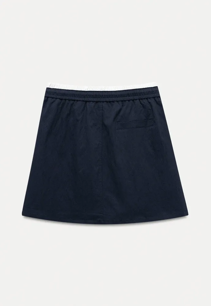 Women’s Drawstring Waist Cotton Mini Skirt
