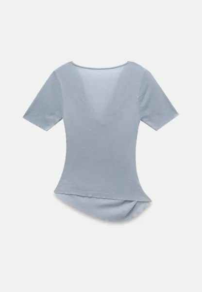 Women's Twist Neck Short Sleeve Knit Top