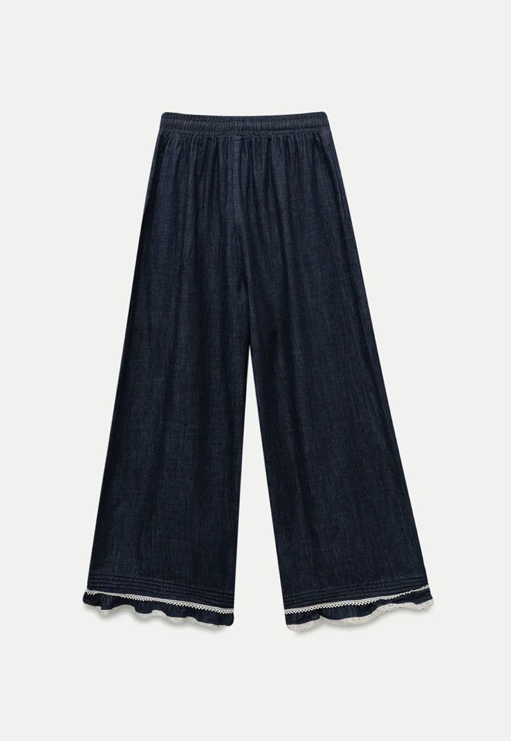 Lace Hem Wide Leg Jeans