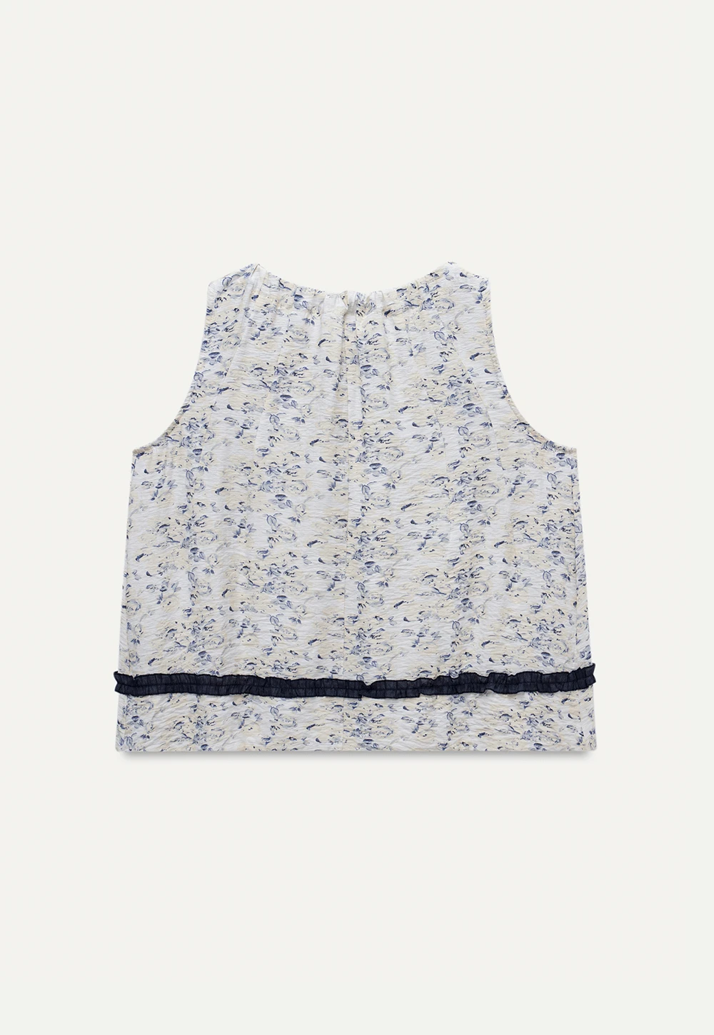Floral Sleeveless Blouse with Ruffle Hem