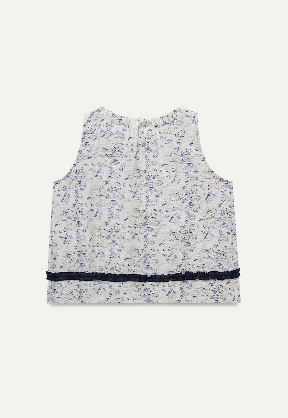 Floral Sleeveless Blouse with Ruffle Hem