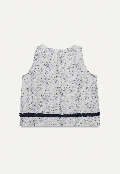 Floral Sleeveless Blouse with Ruffle Hem