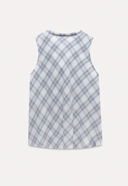 Plaid Bow Sleeveless Top