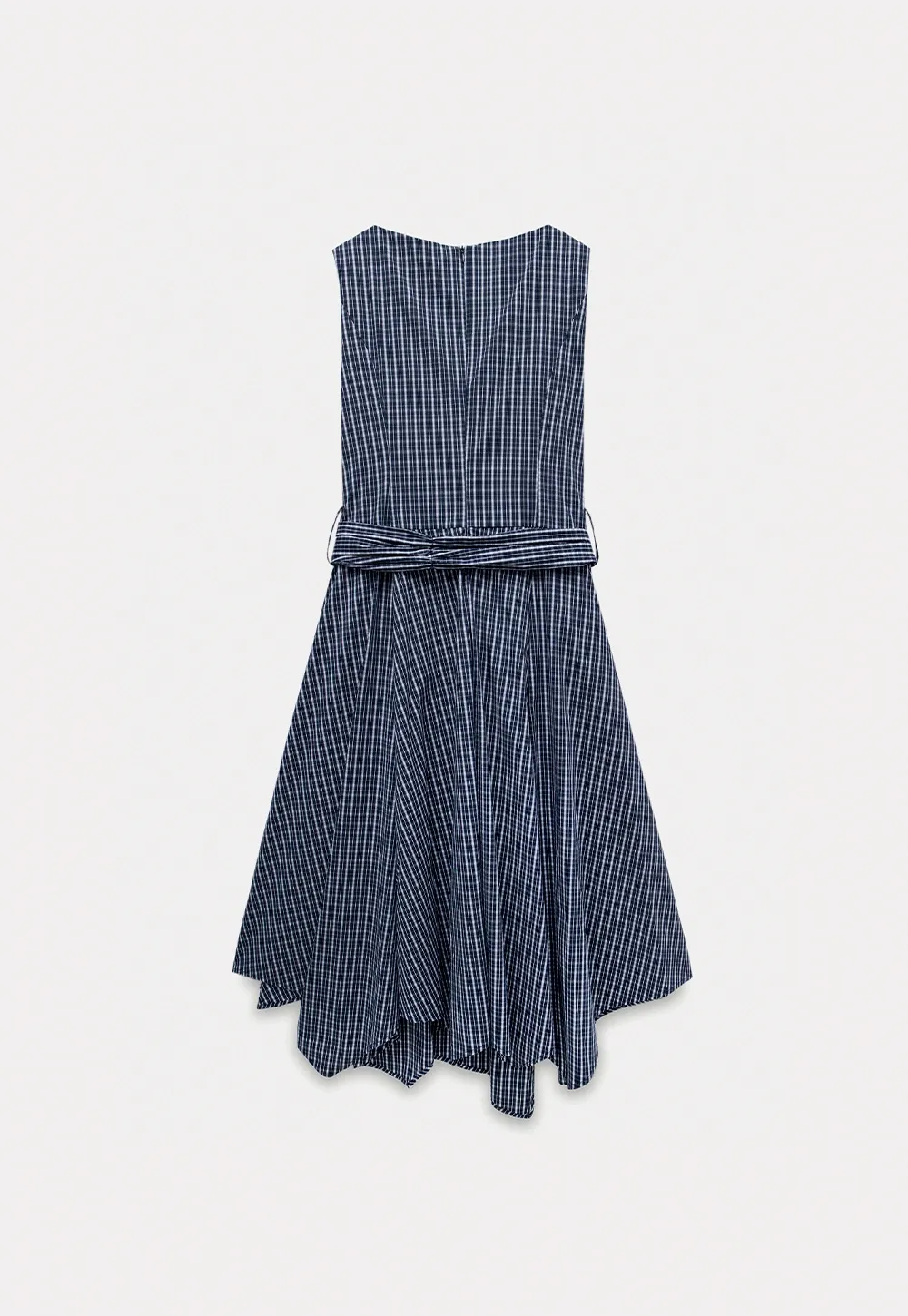 Sleeveless Gingham Belted Dress