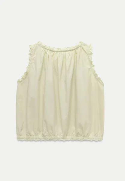 Women’s Lace Trim Floral Embroidered Button Sleeveless Blouse