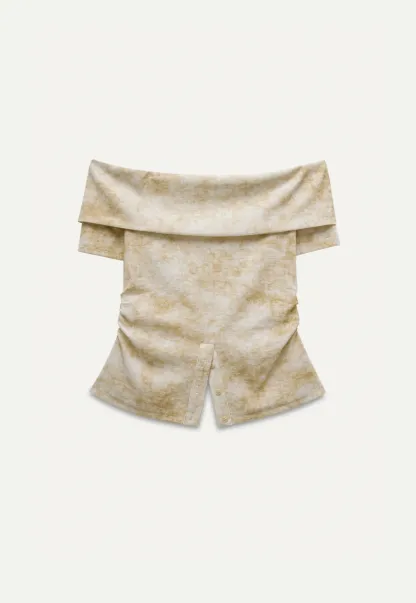 Women’s Off-Shoulder Top with Textured Print