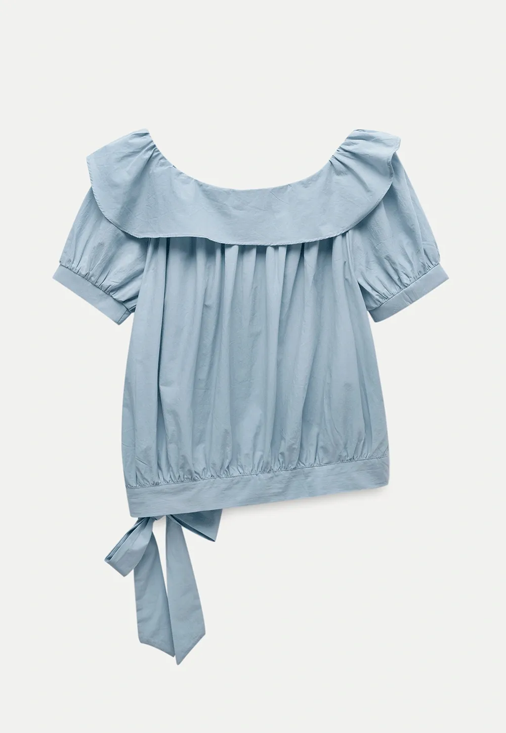 Off Shoulder Tie Front Blouse with Stylish Lapel
