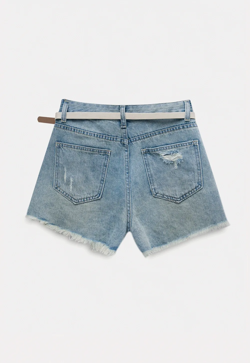 Women’s High‑Waist Ripped Lace Denim Shorts