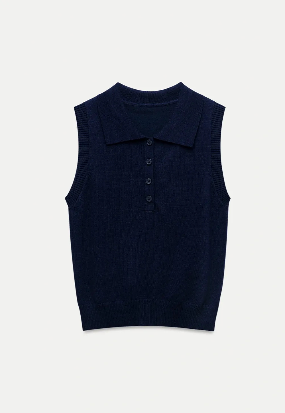 Women’s Sleeveless Collared Button-Up Knit Top