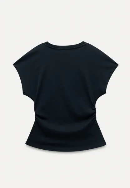 Women’s Side-Ruched Cap-Sleeve Tee