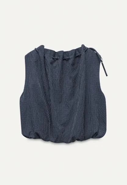 Women’s Gingham Tie-Neck Sleeveless Top