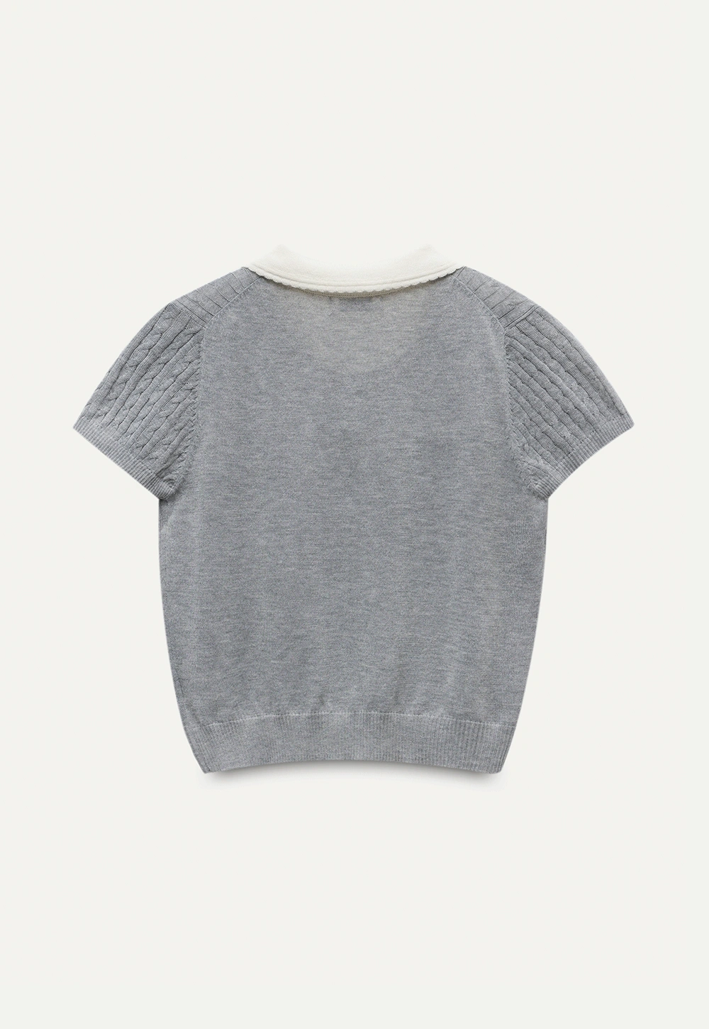 Women's Contrast Peter Pan Collar Cable Knit Cardigan
