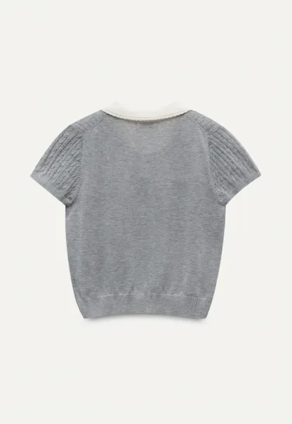 Women's Contrast Peter Pan Collar Cable Knit Cardigan