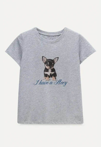 Artistic Dog Graphic Fitted Tee
