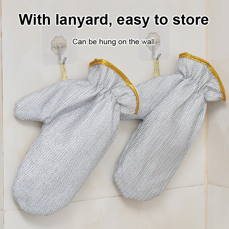 Waterproof and oil-proof dishwashing steel wool gloves