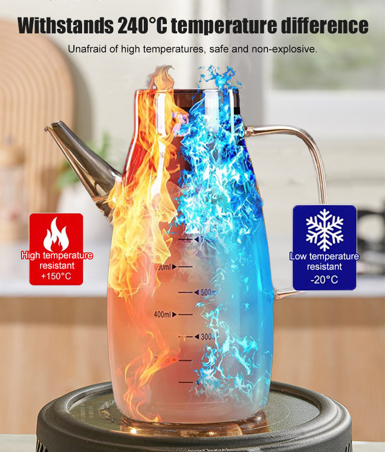 Thickened High Borosilicate Glass Heat Resistant and Explosion Proof Oil Pourer with Spout